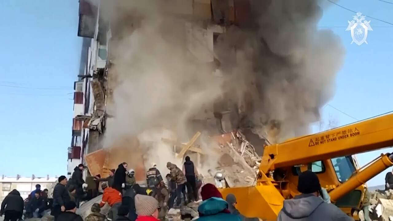 Beeld uit video: Enorme ravage na dodelijke gasexplosie in Russisch flatgebouw