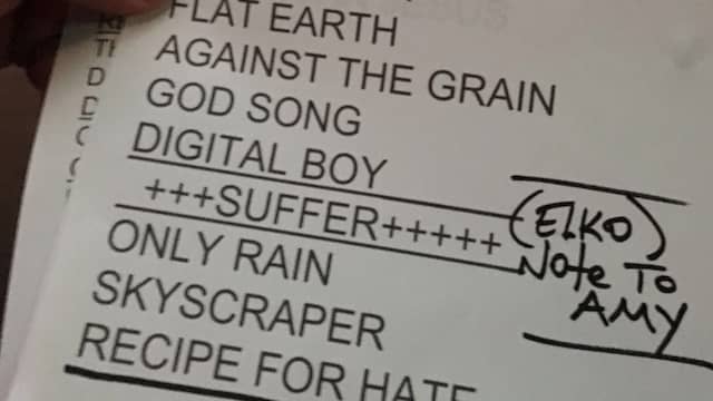 De setlist van Bad Religion met daarop Eelco