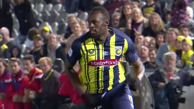 Usain Bolt maakt debuut als betaald voetballer in Australië