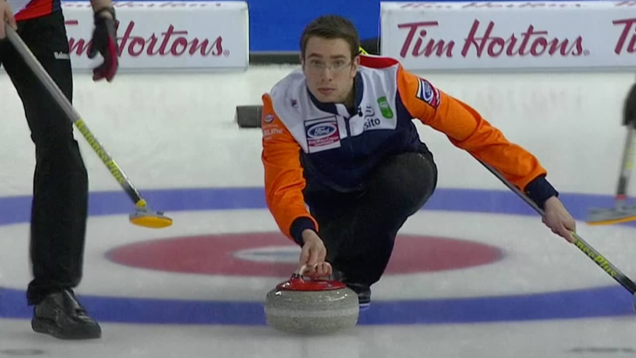 Beeld uit video: Bekijk het winnende punt van het Nederlandse curlingteam tegen Rusland