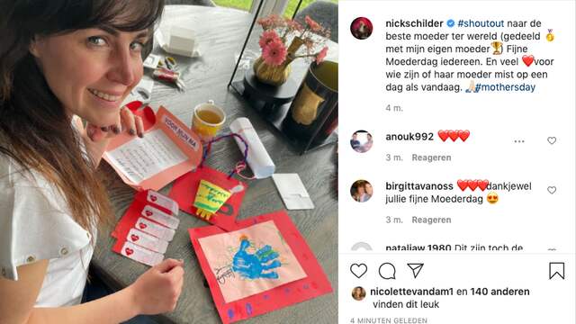 Nick Schilder zet zijn vrouw Kirsten in het zonnetje. De vrouw van de helft van zangduo Nick & Simon mag de eretitel 'beste moeder ter wereld' delen met zijn eigen moeder. (Foto: Instagram/Nick Schilder)