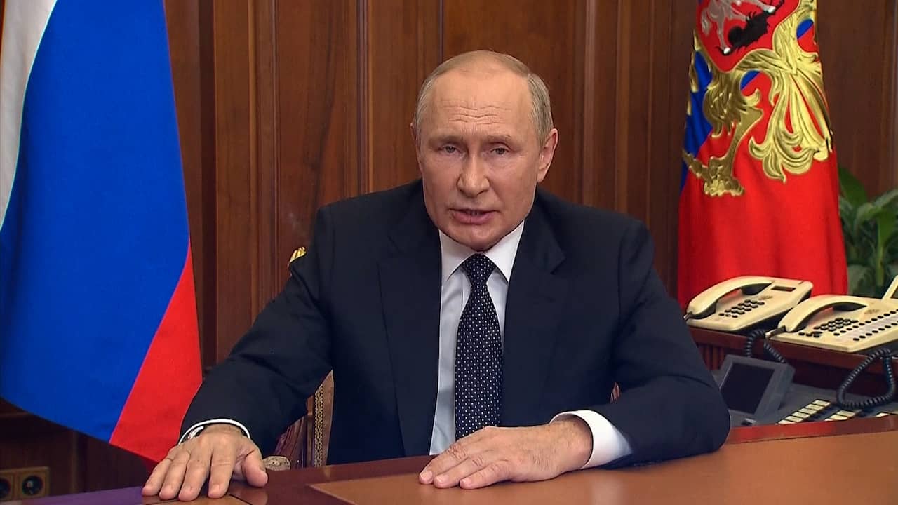 Beeld uit video: Bekijk hier hoe Poetin de gedeeltelijke militaire mobilisatie aankondigt