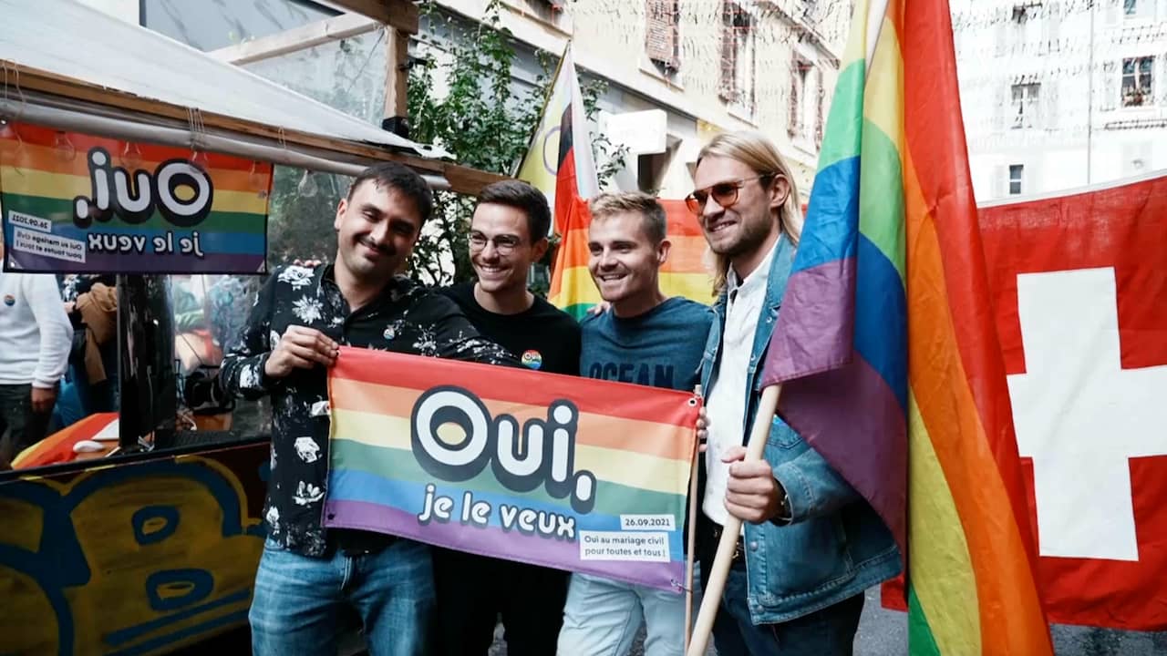 Beeld uit video: Zwitserse lhbtiq+-gemeenschap viert meerderheid voor toestaan homohuwelijk