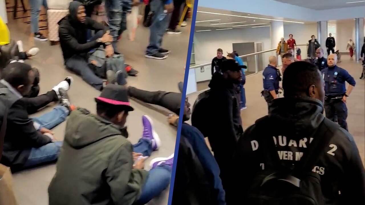 Beeld uit video: Gestrande reizigers blokkeren pier Brussels Airport