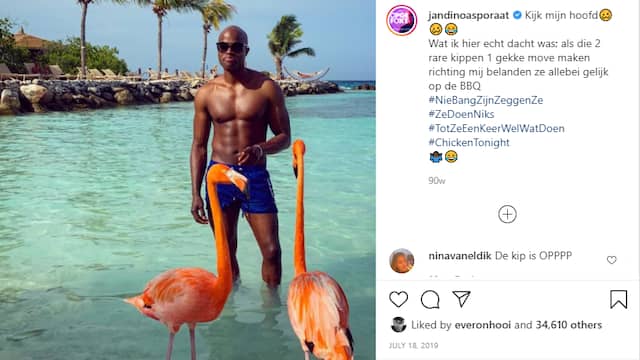 Jandino Asporaat in zwembroek. Foto: Instagram/Jandino Asporaat