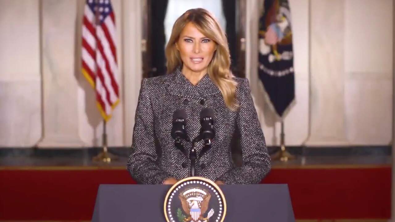 Beeld uit video: Melania Trump neemt in videoboodschap afscheid als first lady