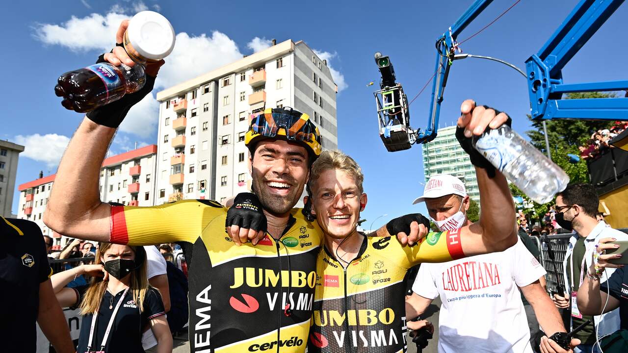 Hoogtepunt van deze Ronde van Italië was voor Tom Dumoulin de ritzege van zijn ploegmaat Koen Bouwman.