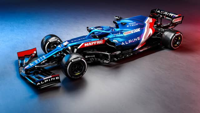 Alpine, dat de afgelopen seizoenen als Renault op de grid stond, kiest voor een blauw-rode kleurstelling.