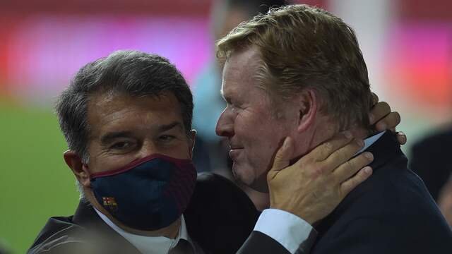 President Joan Laporta (links) met trainer Ronald Koeman.