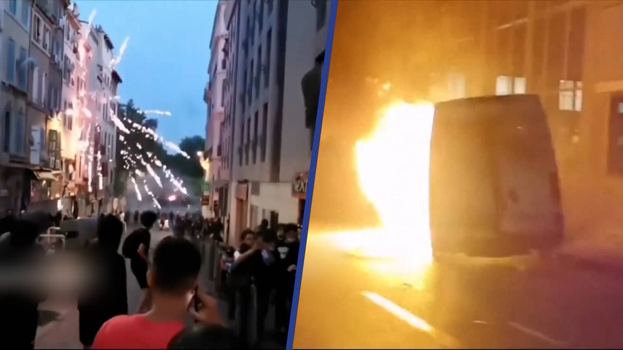 Image from video: Explosions and fires during fourth night of riots in France