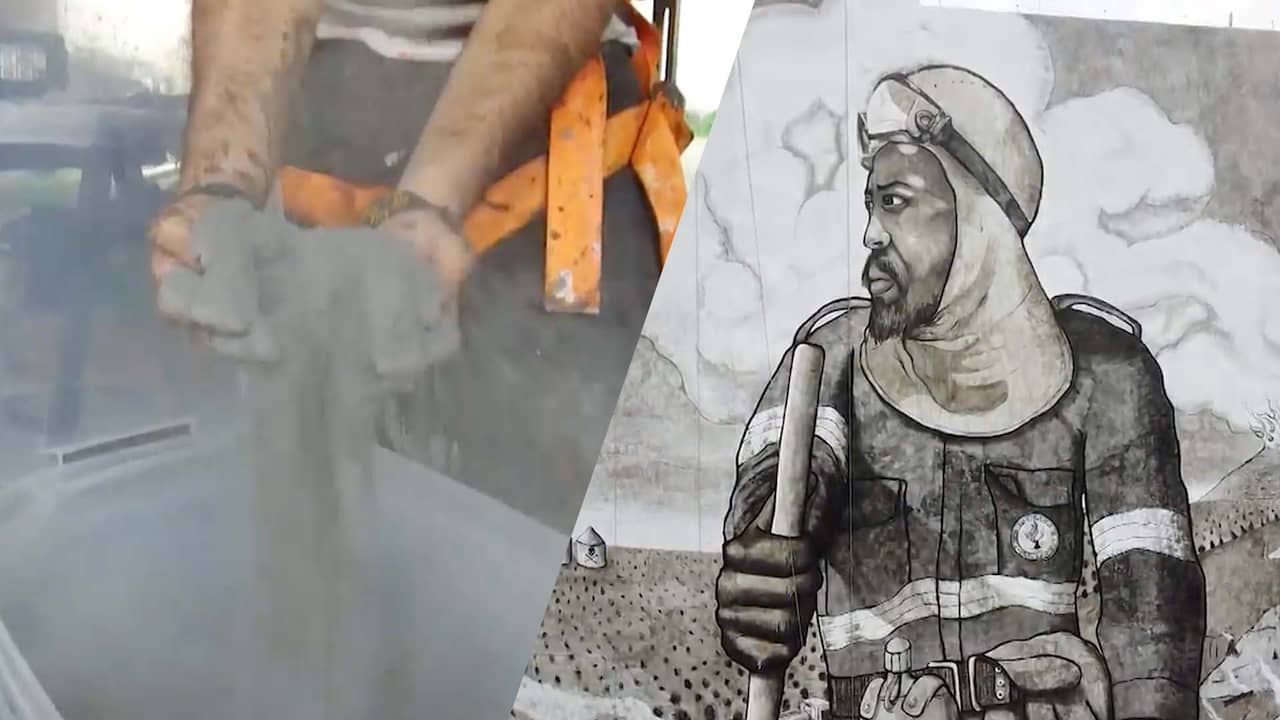 Beeld uit video: Kunstenaar maakt muurschildering met as van bosbranden Amazone