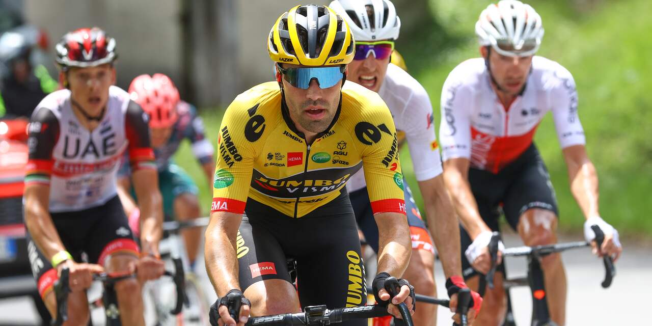 Bouwman rijdt virtueel in roze trui, ook dumoulin en mollema kopgroep