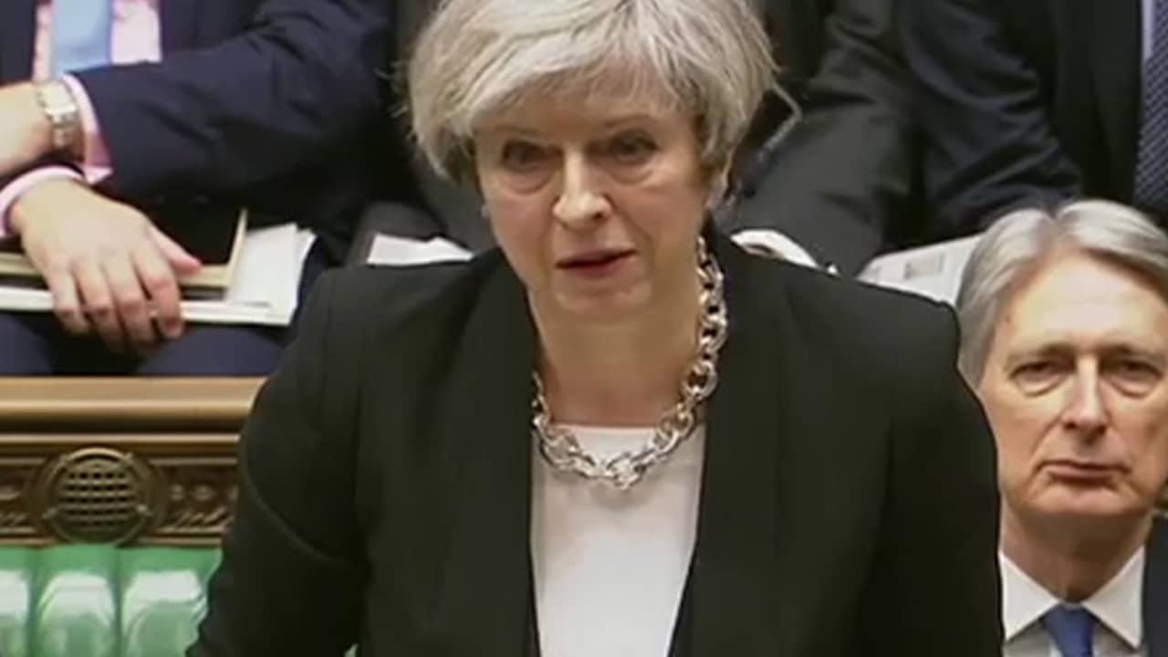 Beeld uit video: Premier May tegenover parlement: 'Wij zijn niet bang'	