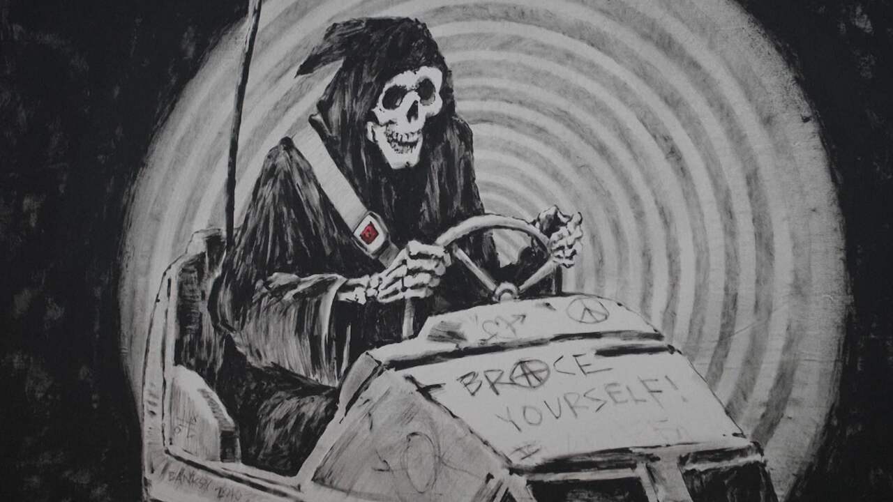 Beeld uit video: Britse muzikanten veilen Banksy-kunstwerk dat zij cadeau kregen