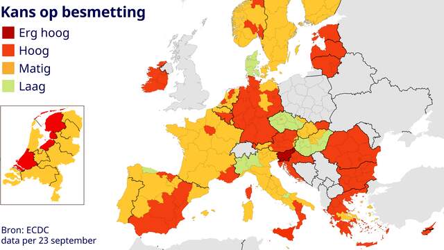 Nederland Zet Stap Vooruit Op Europese Coronakaart En Kleurt Grotendeels Oranje Nu Het Laatste Nieuws Het Eerst Op Nu Nl