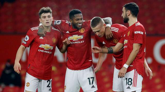 Vreugde bij Manchester United na de 6-0.