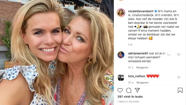 "Ik kan zelf de moeder zijn die ik ben, doordat ik het beste voorbeeld heb", is Nicolette van Dam haar moeder dankbaar. (Foto: Instagram/Nicolette van Dam)