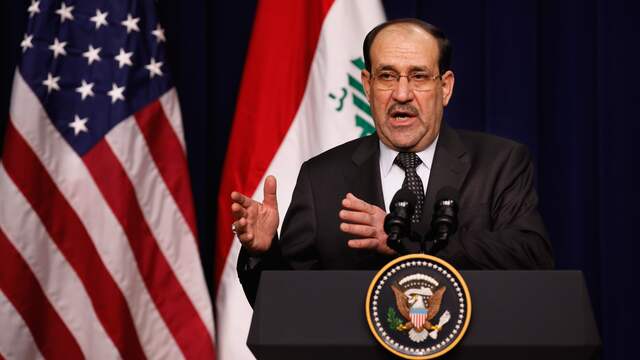 Nuri al-Maliki tijdens een persconferentie in 2011