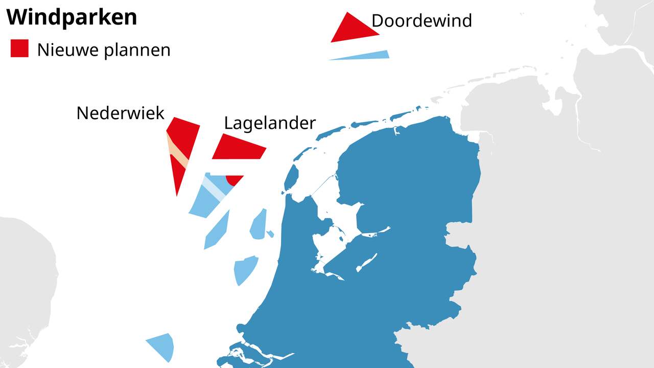 De nieuwe windmolengebieden liggen enkele tientallen kilometers ten westen van Texel en Vlieland en ten noorden van Ameland.