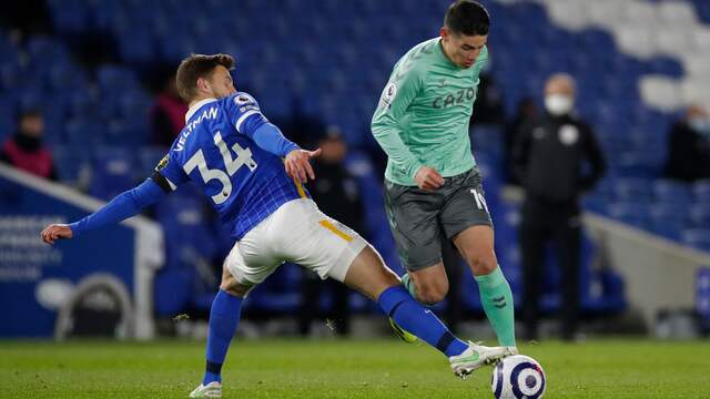 Joël Veltman pakte met Brighton & Hove Albion een punt tegen Everton.