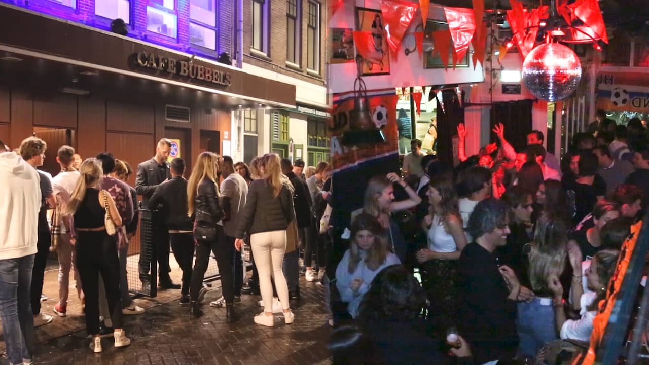 Beeld uit video: Rijen voor nachtclubs en bomvolle feestcafés in Amsterdam
