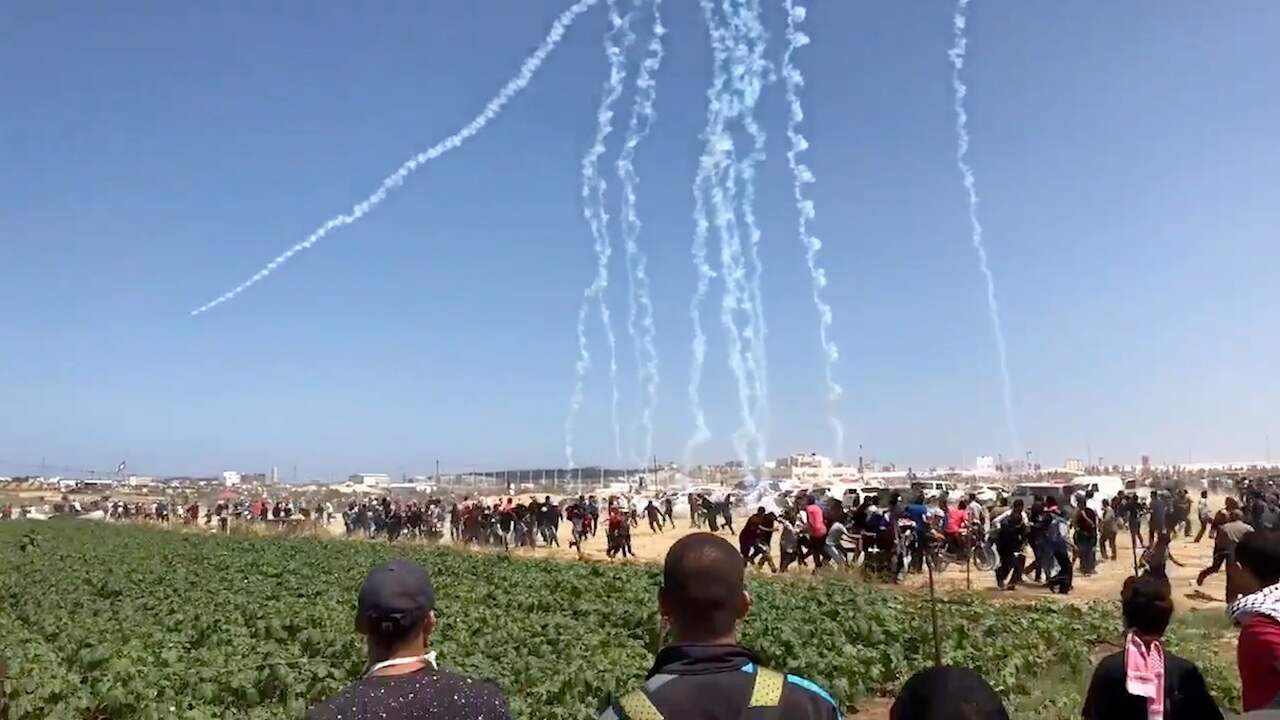 Beeld uit video: Israël beschiet Palestijnse demonstranten met drones