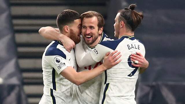 Vreugde bij Tottenham na een van de goals tegen Crystal Palace.