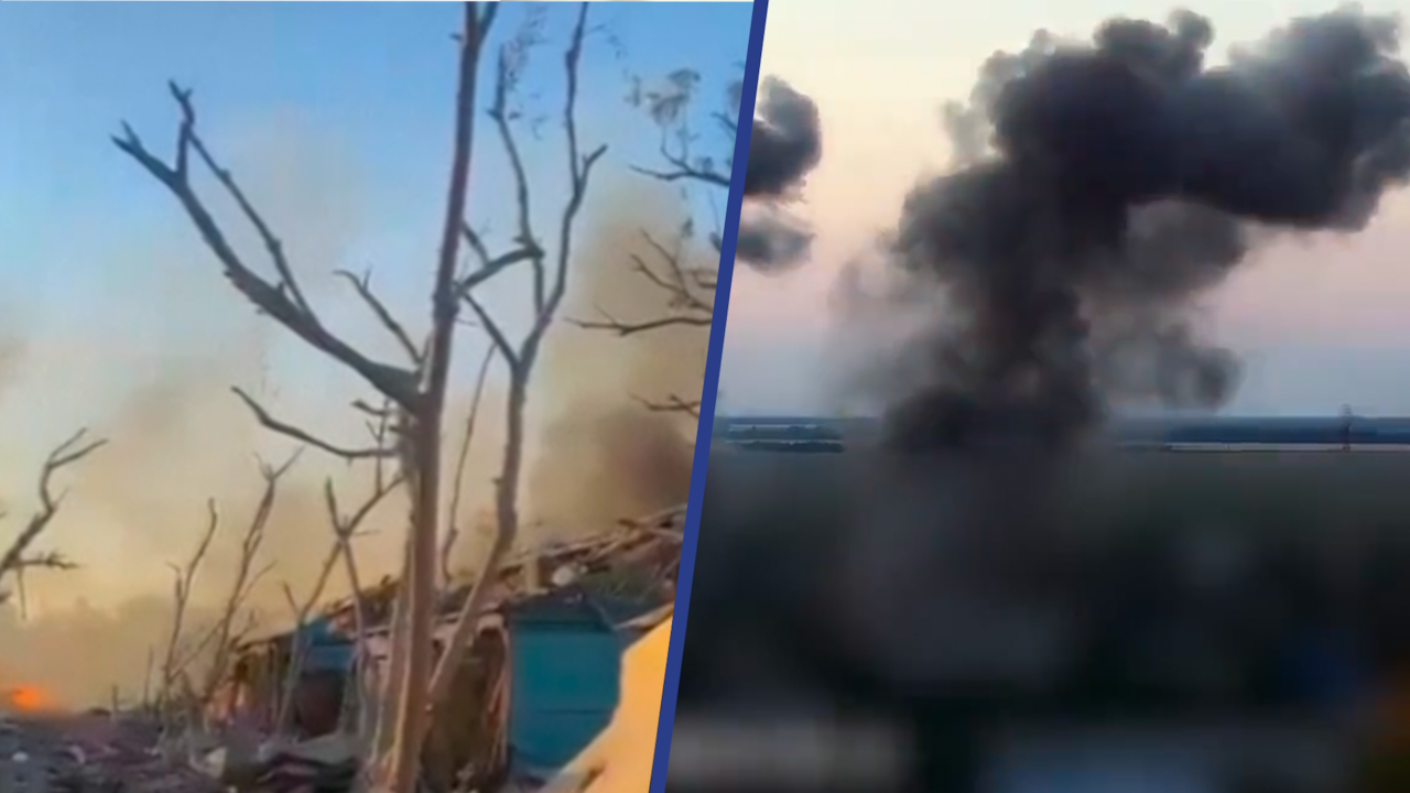 Beeld uit video: Oekraïense kustplaats in puin en rookwolken na raketaanvallen