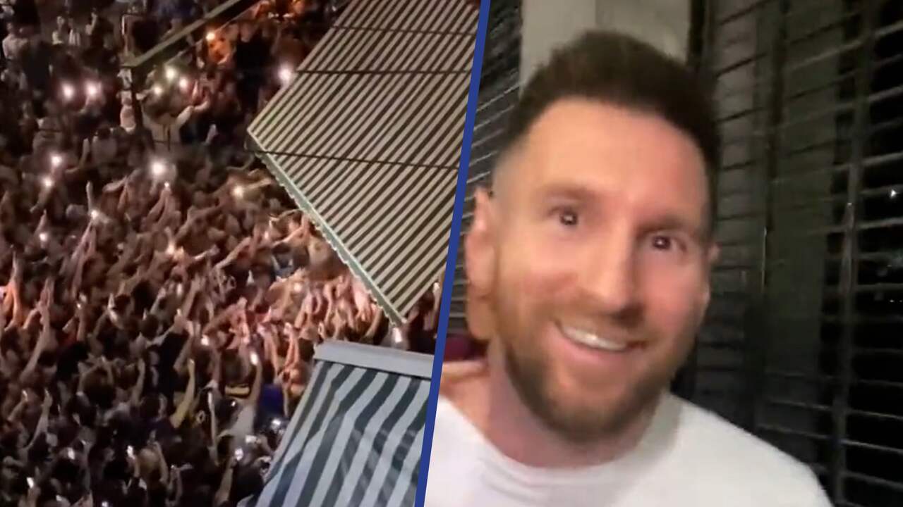 Beeld uit video: Uitzinnige menigte wacht Messi op na etentje in Argentinië