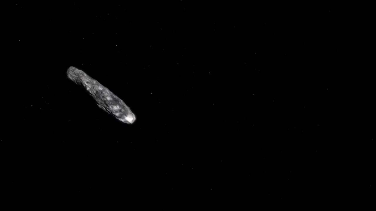 Beeld uit video: Animatie van asteroïde van buiten zonnestelsel