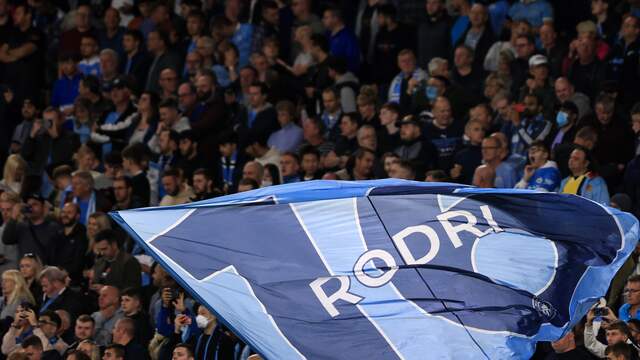 Fans van Manchester City tijdens de wedstrijd tegen RB Leipzig.
