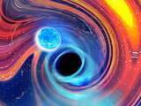 Astronomen 'zien' voor het eerst hoe zwart gat een neutronenster opslokt