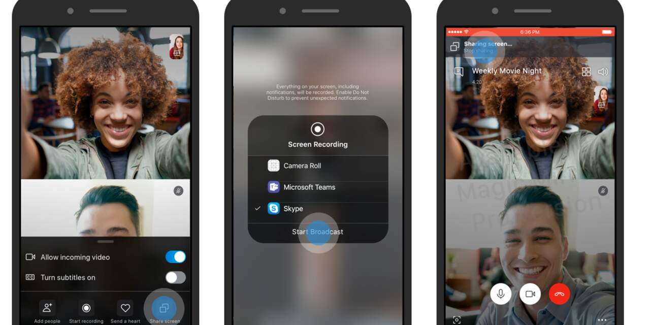 Android- en iOS-apps Skype krijgen 'deel scherm'-functie