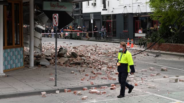 De beving met een magnitude van 6.0 veroorzaakte schade aan gebouwen in Melbourne.
