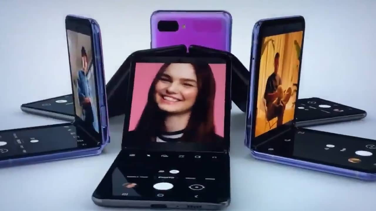 Samsung toont reclame van klaptelefoon met vouwbaar scherm