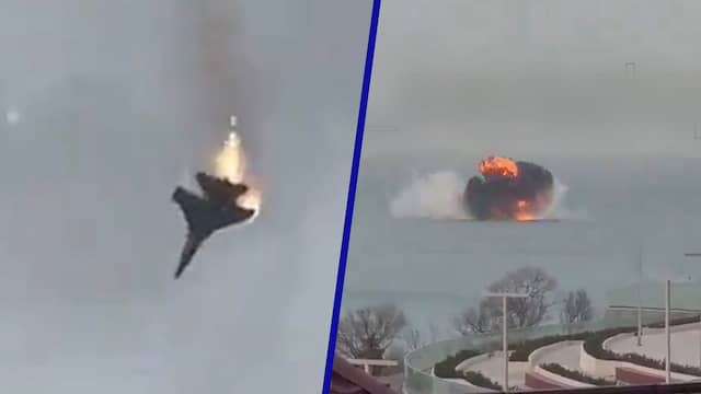 Russische Su-27-straaljager stort bij de Krim in zee