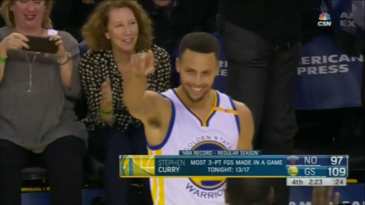 Curry breekt NBA-record met dertien driepunters