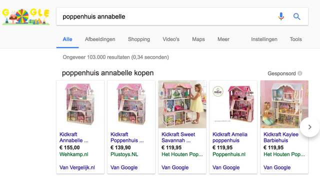 Resultaat Vergelijk.nl in Google Shopping
