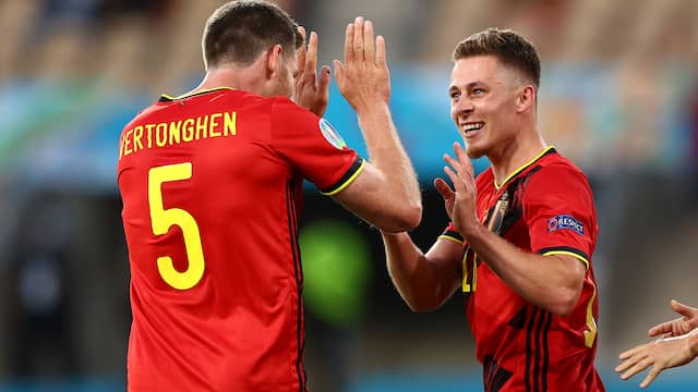 Thorgan Hazard maakte het enige doelpunt van de wedstrijd tegen Portugal.