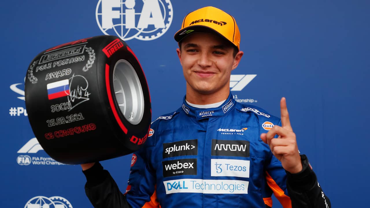 Norris pakt verrassende eerste pole in Rusland, Hamilton start als vierde | NU - Het laatste nieuws het eerst op NU.nl