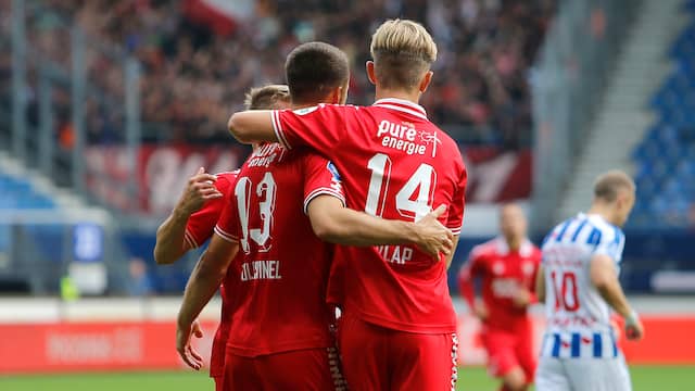 Vreugde bij FC Twente na de 0-1 van Ricky van Wolfswinkel.