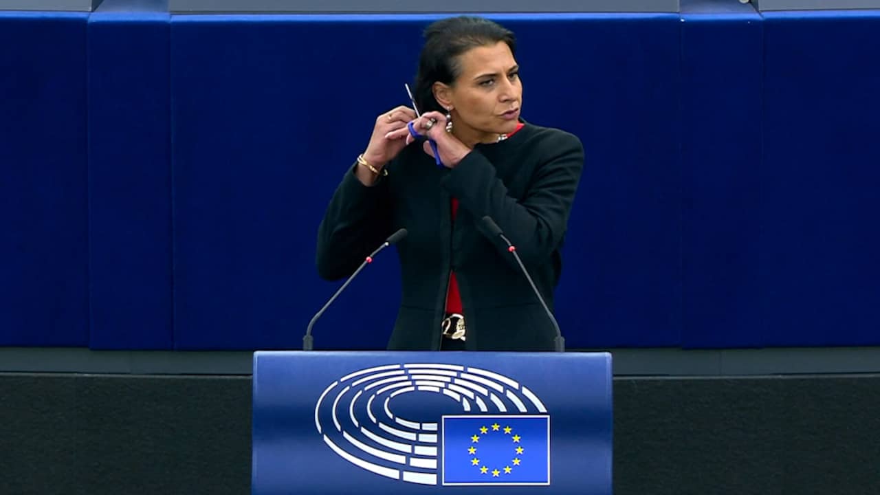 Beeld uit video: Europarlementariër knipt haar af om Iraanse vrouwen te steunen