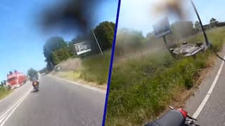Motorrijder in Brabant filmt hoe BMW in greppel belandt