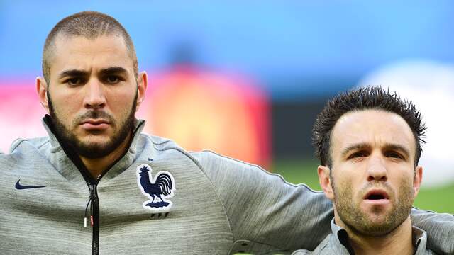 Karim Benzema en Mathieu Valbuena in 2014 bij het Franse elftal.
