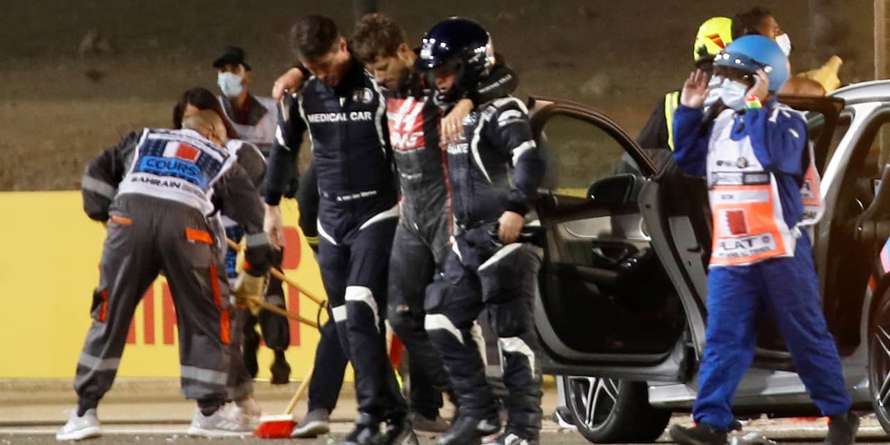 Grosjean mag dinsdag ziekenhuis in Bahrein verlaten na zware crash