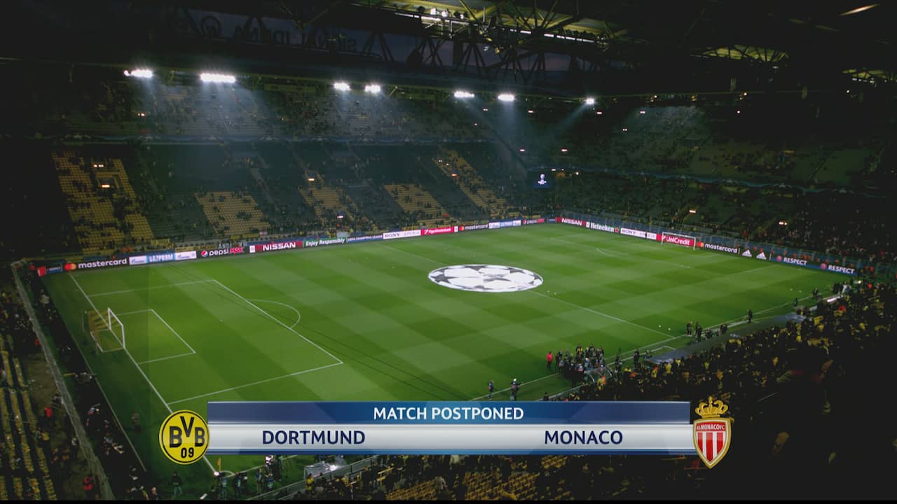 Beeld uit video: Dortmund-AS Monaco uitgesteld na explosie bij Duitse spelersbus