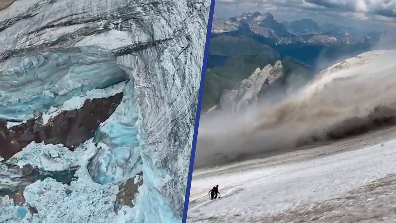 Beeld uit video: Helikopter filmt gletsjer dag na dodelijke lawine
