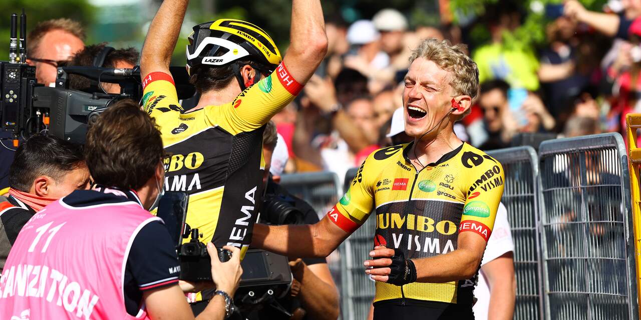 Bouwman verslaat Mollema en wint spectaculaire Giro-etappe
