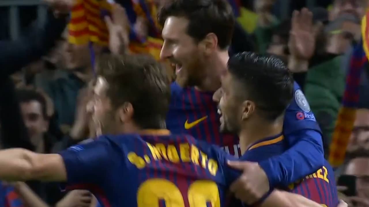 Beeld uit video: Messi schiet Barcelona door benen Courtois op 1-0