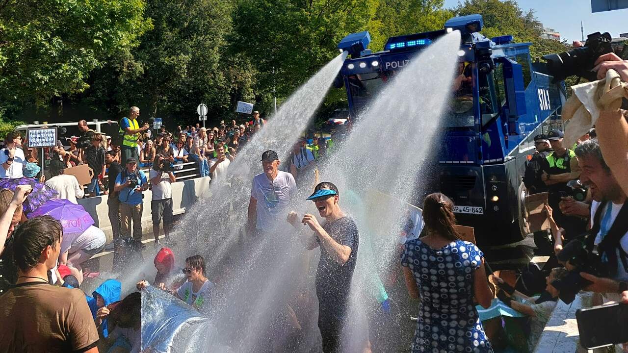 Extinction Rebellion Climate Protest in The Hague Disrupted by Water Cannons